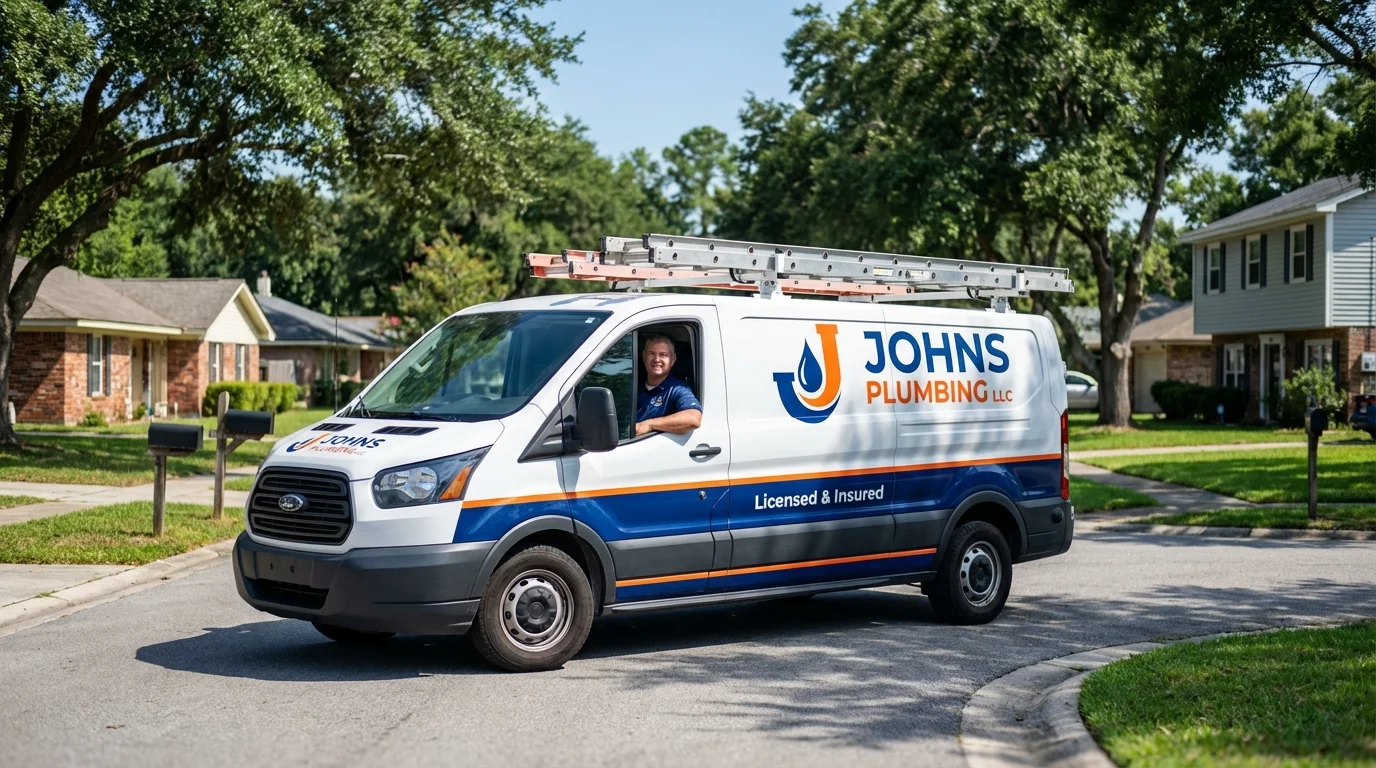 Johns Plumbing LLC service van in Yarmouth Port, MA
