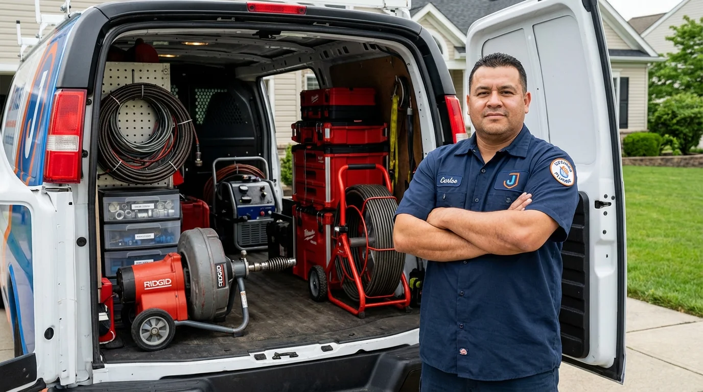 Professional drain cleaning equipment and Johns Plumbing LLC plumber in Yarmouth Port