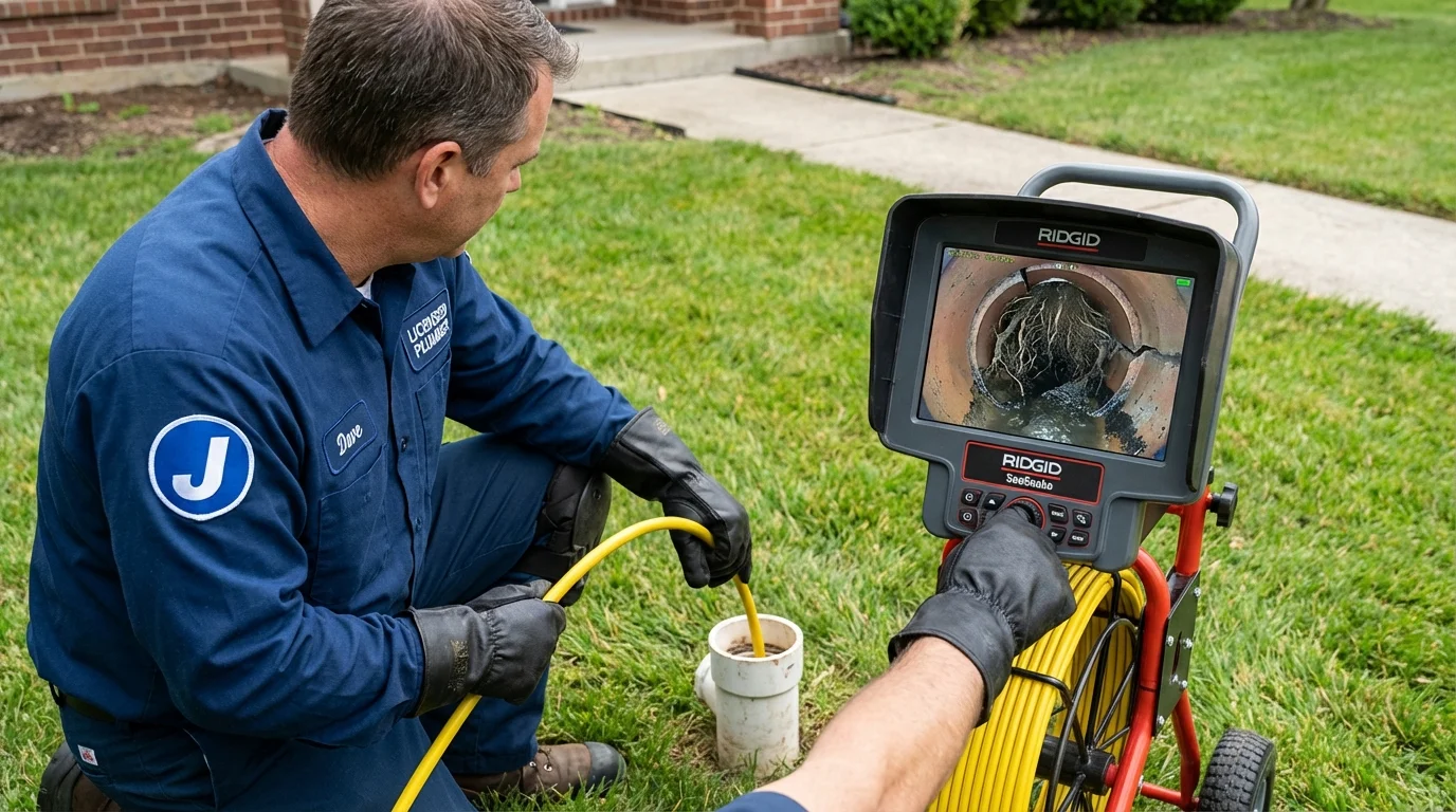 Sewer camera inspection being performed by Johns Plumbing LLC in Yarmouth Port